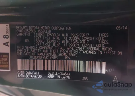 2014 Toyota Fj Cruiser z USA, uszkodzony, nr VIN JTEBU4BF9EK197893